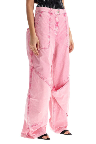 high-waisted loose fit pink palazzo pants in cotton 250WCP00198DDC098AA PINK | Italystation.com