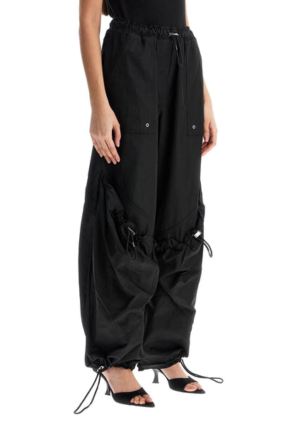 high-waisted black elasticated loose fit trousers with pockets 250WCP00255PLL001AA BLACK | Italystation.com