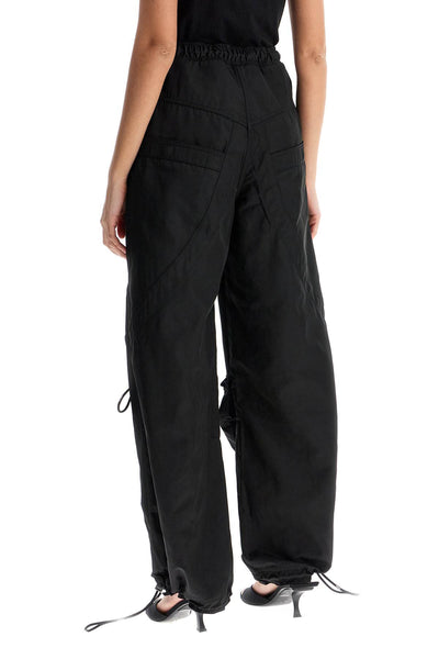 high-waisted black elasticated loose fit trousers with pockets 250WCP00255PLL001AA BLACK | Italystation.com