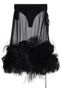 midi skirt with feathers. 250WCS00264PAA085RA BLACK