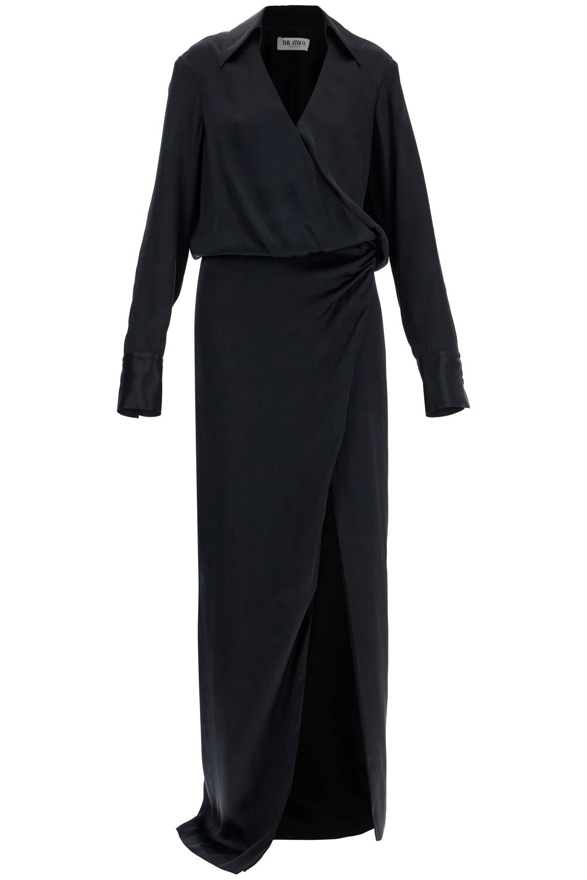 black long sleeve midi dress with side slit 250WCW00211VVV088AA BLACK | Italystation.com