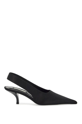 black satin slingbacks with stiletto heel 251 WAS0205 FB0401 BLACK