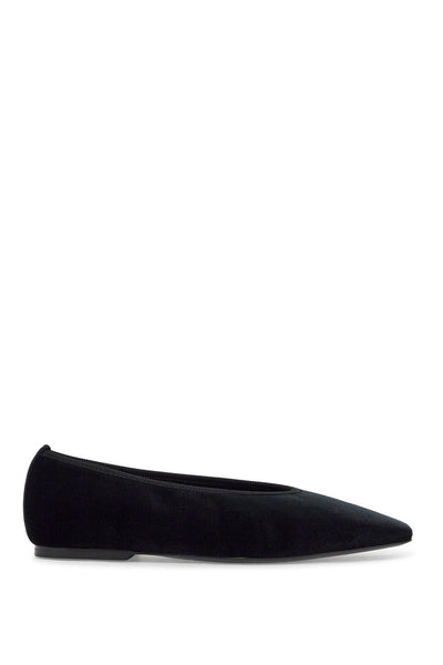 black velvet ballerinas made from recycled polyester with elastic trim 251 WAS0218 FB0361 BLACK