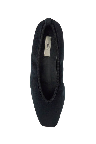 black velvet ballerinas made from recycled polyester with elastic trim 251 WAS0218 FB0361 BLACK