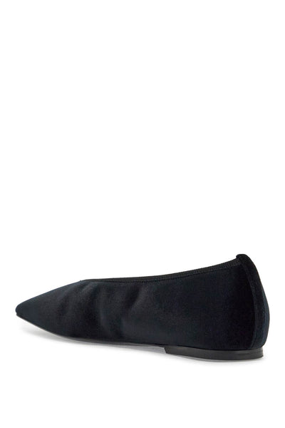 black velvet ballerinas made from recycled polyester with elastic trim 251 WAS0218 FB0361 BLACK