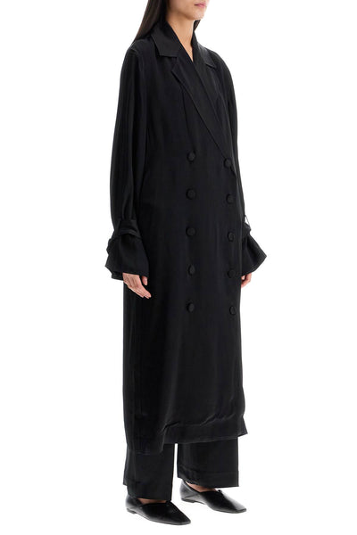 black satin viscose trench dress 251 WRD0162 FB0020 BLACK