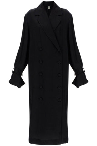 black satin viscose trench dress 251 WRD0162 FB0020 BLACK