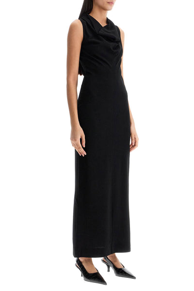 maxi dress in black wool with cowl neck sleeveless 251 WRD4445 FB0330 BLACK