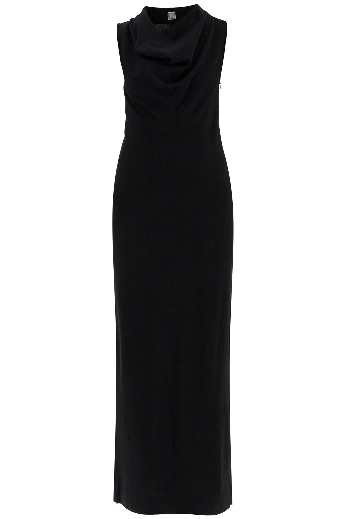 maxi dress in black wool with cowl neck sleeveless 251 WRD4445 FB0330 BLACK