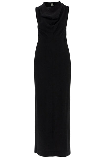 maxi dress in black wool with cowl neck sleeveless 251 WRD4445 FB0330 BLACK