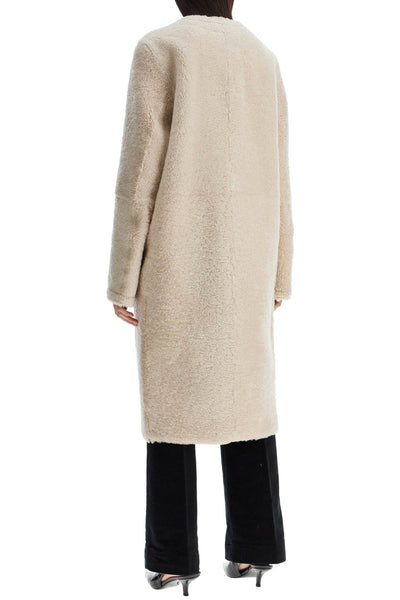 beige shearling coat with zip 251 WRO0176 LE0048 CREAM