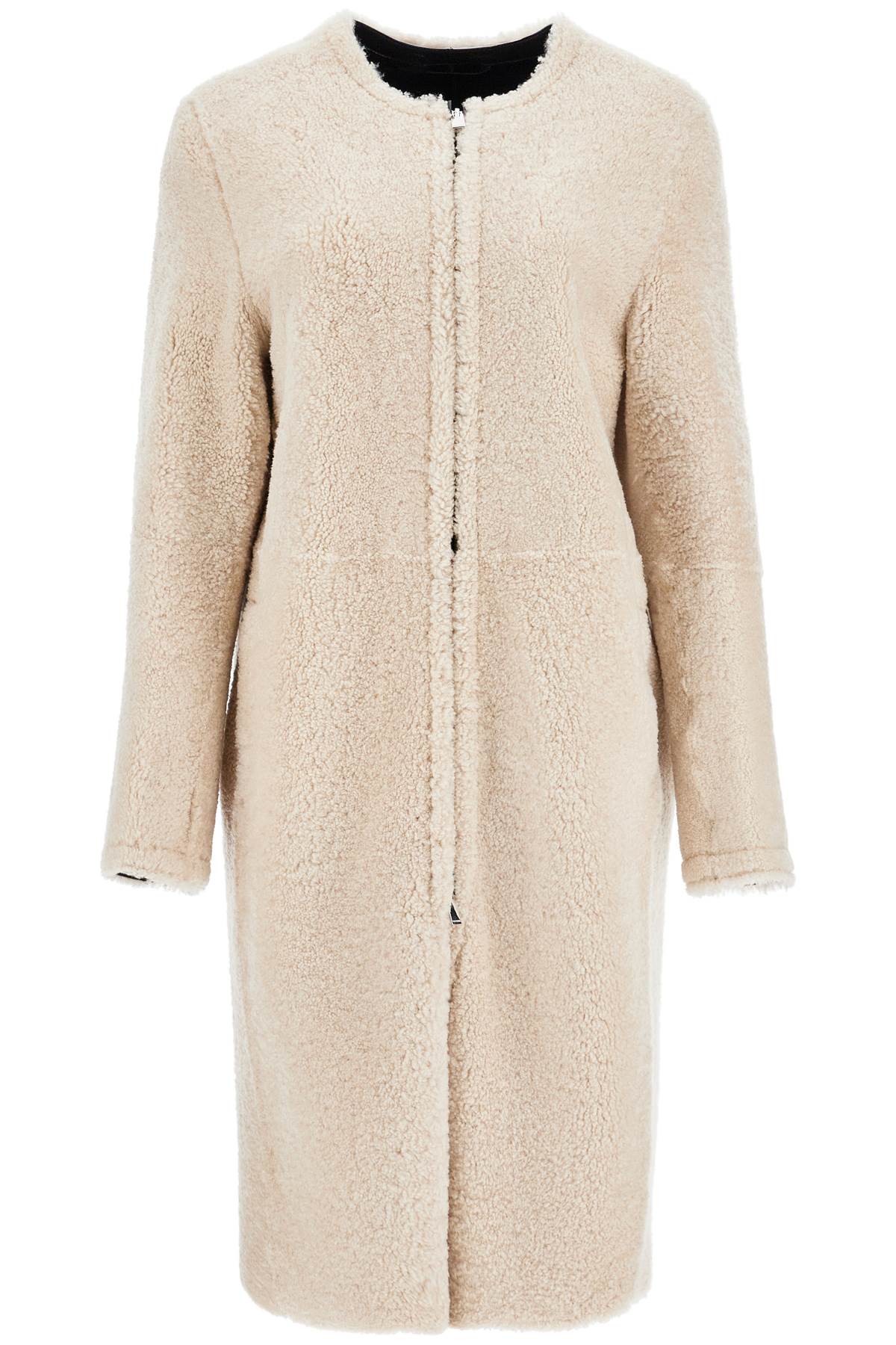 beige shearling coat with zip 251 WRO0176 LE0048 CREAM