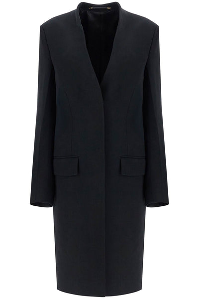 black high collar wide coat in viscose and wool 251 WRO4312 FB0336 BLACK