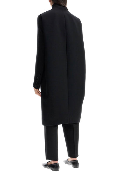 black high collar wide coat in viscose and wool 251 WRO4312 FB0336 BLACK