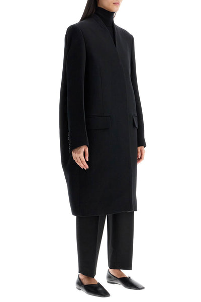 black high collar wide coat in viscose and wool 251 WRO4312 FB0336 BLACK