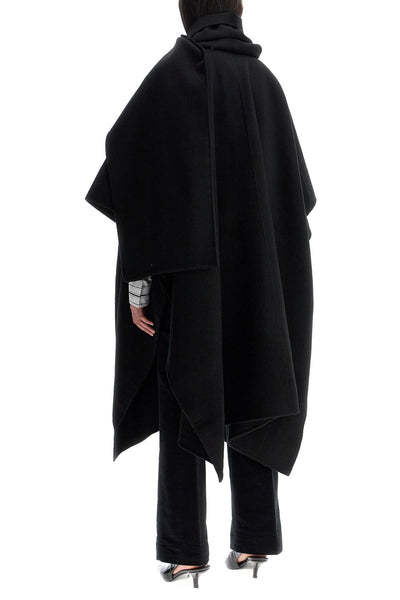 asymmetrical double coat in rws wool black high collar 251 WRO4321 FB0006 BLACK