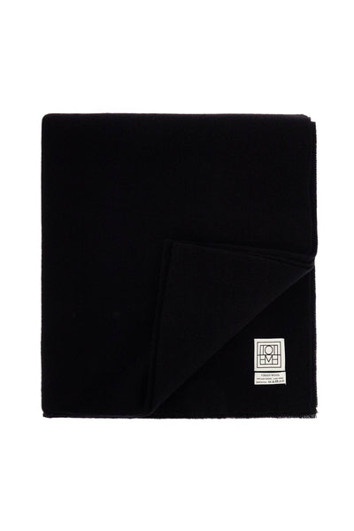 classic wide scarf in black virgin wool 251 WSC0079 FB0050 BLACK