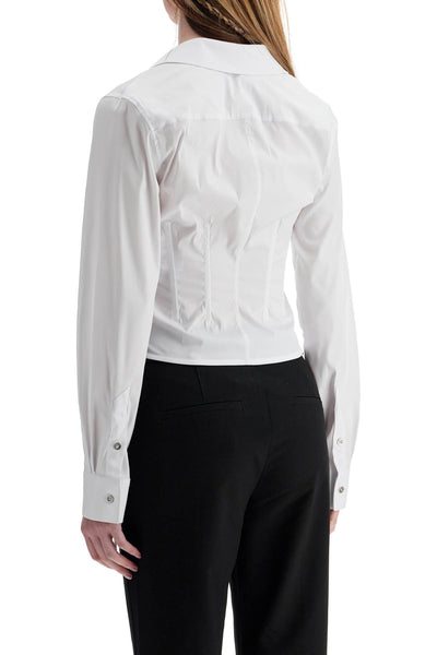 slim fit v-neck optical white organic cotton shirt 25P1TO07642010 BLANC OPTIQUE | Italystation.com