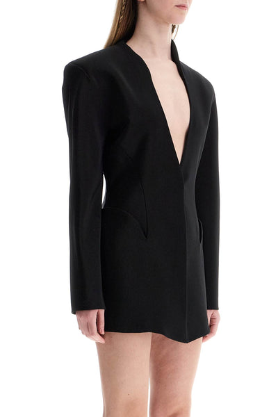 short black v-neck jacket with contemporary design 25P1VE0454196 BLACK | Italystation.com