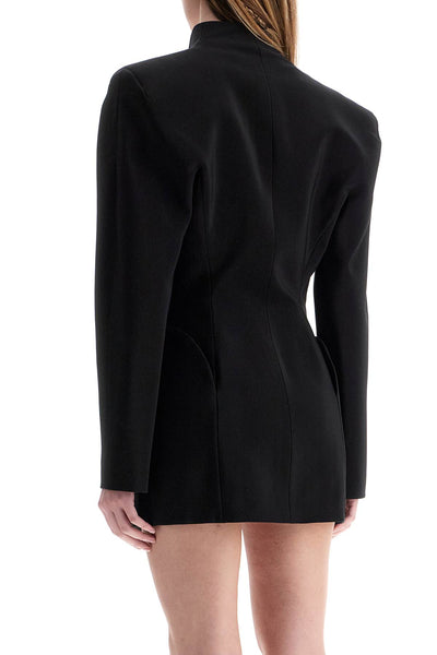 short black v-neck jacket with contemporary design 25P1VE0454196 BLACK | Italystation.com