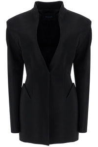 short black v-neck jacket with contemporary design 25P1VE0454196 BLACK | Italystation.com