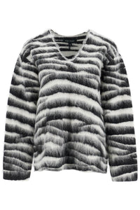 zebra print wool and mohair 2F4RTP030K30 BLACK/WHITE