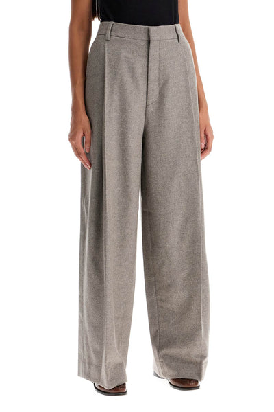 wide leg flannel trousers for men or 30673 DRIFTWOOD