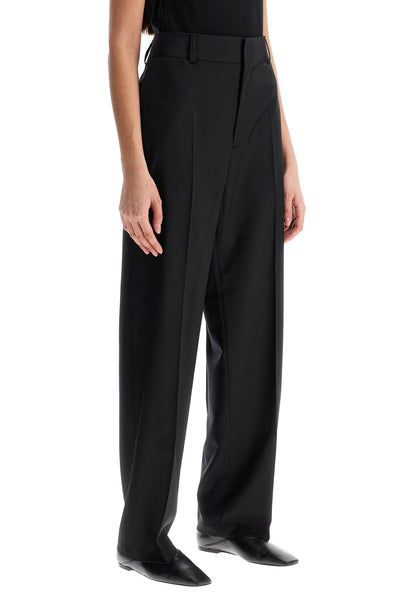 high-waisted black wool dress pants regular fit 31337 BLACK