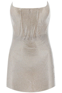 rhinestone-studded mini bustier dress 319DRC212 SILVER