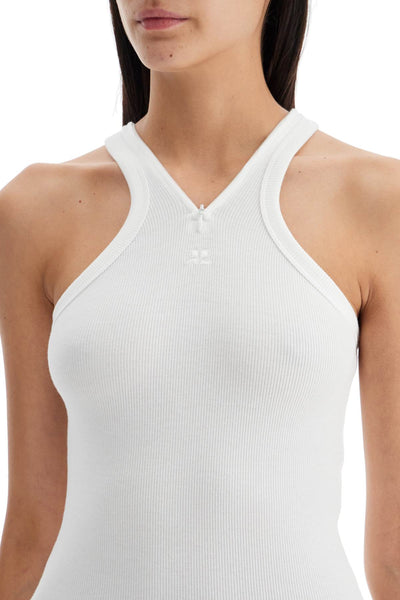 ribbed tank top with zipper on the neckline 324JDE079JS0121 HERITAGE WHITE