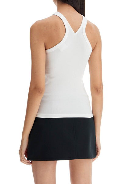 ribbed tank top with zipper on the neckline 324JDE079JS0121 HERITAGE WHITE