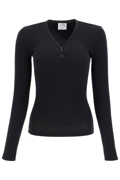 fitted long-sleeve top 324JTS146JS0121 BLACK