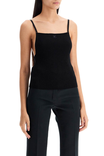 ribbed sleeveless top with 324MTO340FI0001 BLACK