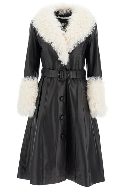 foxy leather and shearling long coat 36028 BLACK / CLOUD