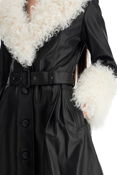 foxy leather and shearling long coat 36028 BLACK / CLOUD