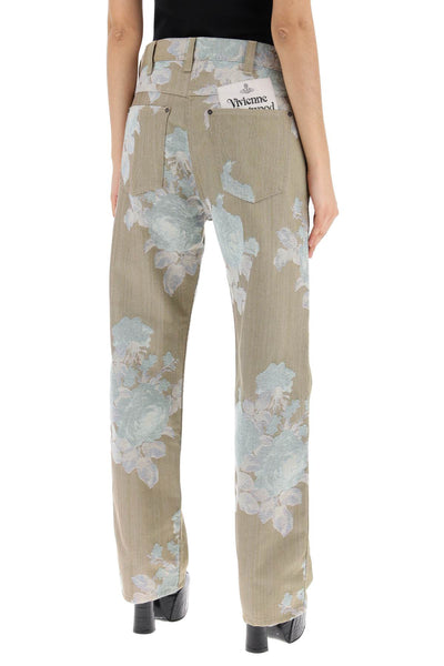 "floral jacquard ranch jeans 3902000NW00RN ROSES