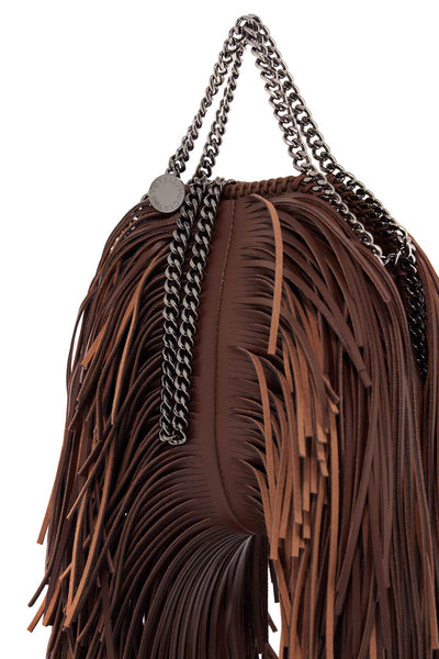 mini falabella tote bag with fringes 391698 WP0451 DARK CINNAMON