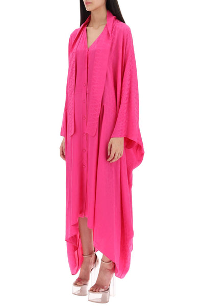 maxi shirt dress in crepe de chine with 'toile iconographe' motif 3B3VA4T07TK PINK PP