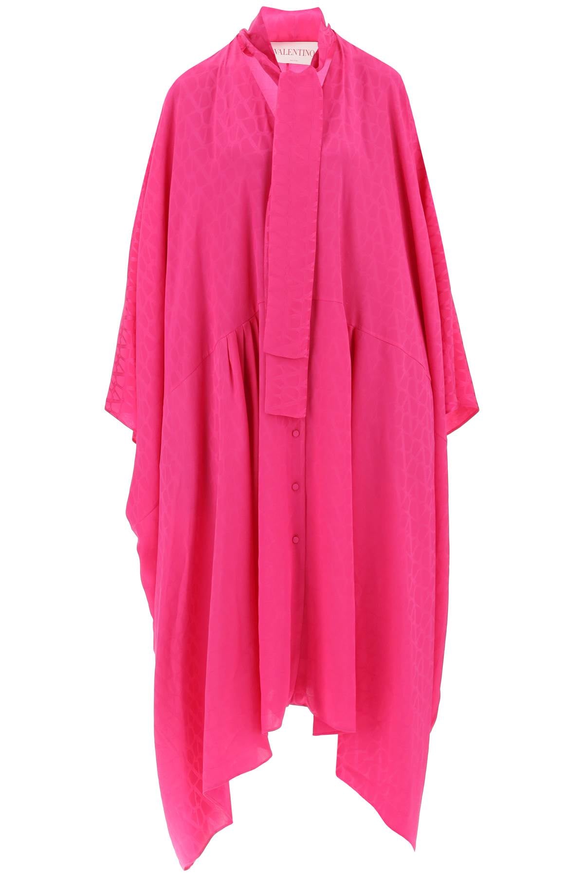 maxi shirt dress in crepe de chine with 'toile iconographe' motif 3B3VA4T07TK PINK PP