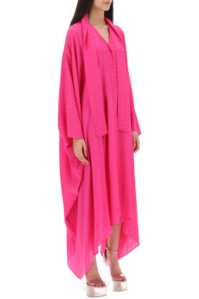 maxi shirt dress in crepe de chine with 'toile iconographe' motif 3B3VA4T07TK PINK PP