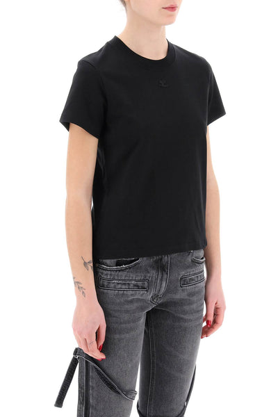 Courreges crewneck t-shirt with logo 423JTS006JS0107 BLACK