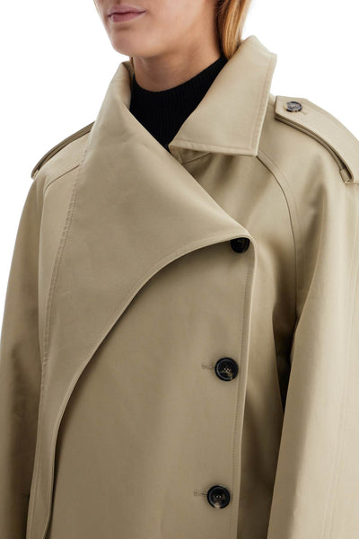 long trench coat with asymmetrical closure 424CMA178CO0131 BEIGE