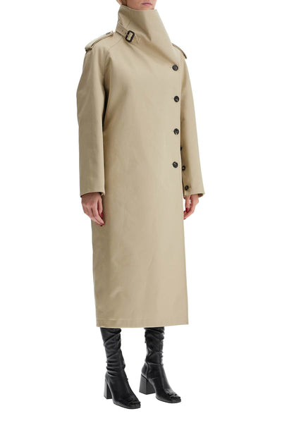 long trench coat with asymmetrical closure 424CMA178CO0131 BEIGE