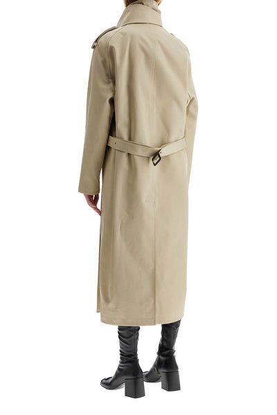 long trench coat with asymmetrical closure 424CMA178CO0131 BEIGE