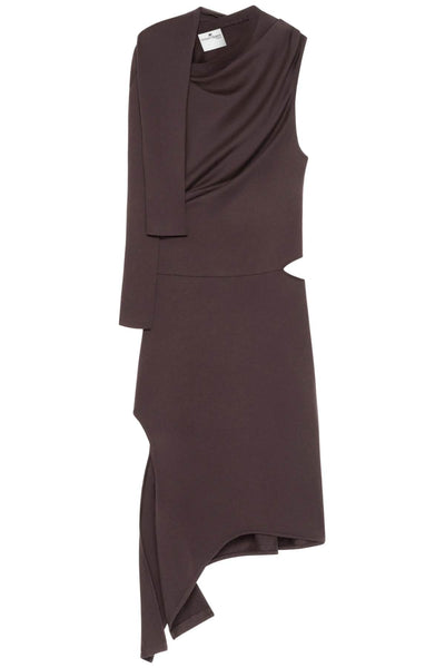 asymmetric cotton jersey dress in 9 424JRO486JS0175 CHOCOLATE