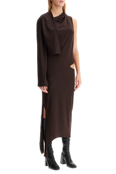 asymmetric cotton jersey dress in 9 424JRO486JS0175 CHOCOLATE