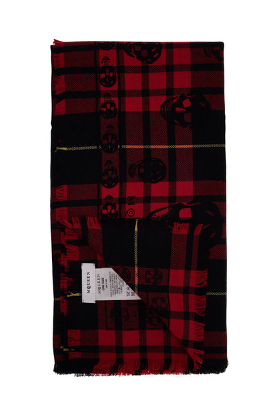 ALEXANDER MCQUEEN tartan wool skull scarf in 429412 | Italystation.com - Shop Now at italystation.com
