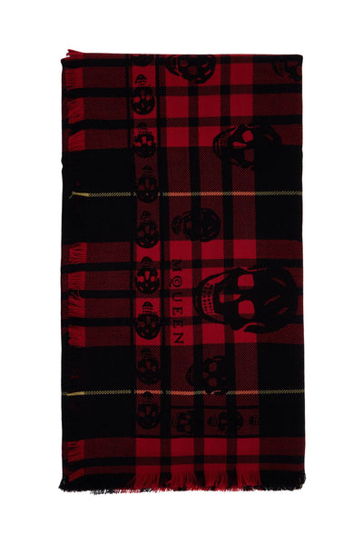 ALEXANDER MCQUEEN tartan wool skull scarf in 429412 | Italystation.com - Shop Now at italystation.com