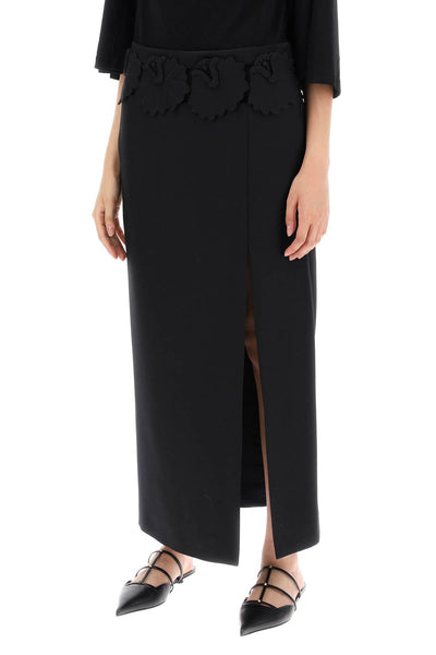 "mid-length wool and silk skirt with floral appliqu√© 4B0RABA51CF NERO