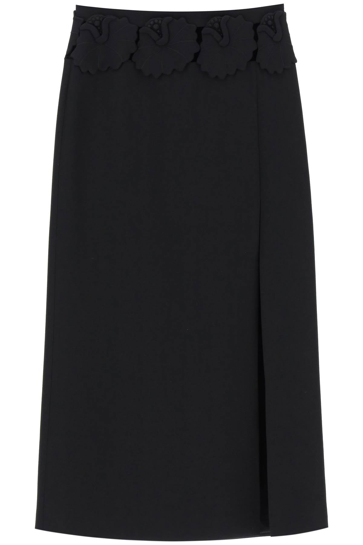 "mid-length wool and silk skirt with floral appliqu√© 4B0RABA51CF NERO